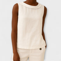 Brianna - Elegantes ärmelloses Top in Weiß