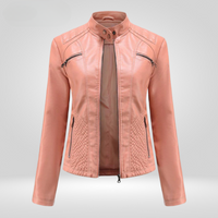 Robyn™ elegante Lederjacke in Rosa