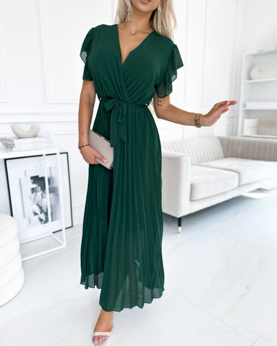 Saoirse® | Elegantes Kleid mit gerafften Ärmeln und V-Ausschnitt