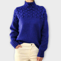 Julia | Zopfstrickpullover Damen elegant & bequem in Dunkelblau
