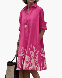Damen Elegantes Hemdblusen Kleid | Modern in Rosa