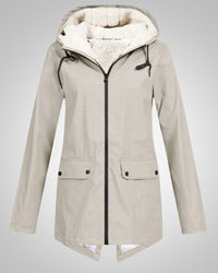 Melanie | Damen Gefütterte Reißverschluss Regenjacke in Beige