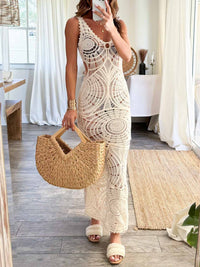 Monica - Schickes ärmelloses Maxikleid in Weiß