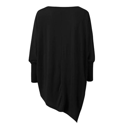 Gudrun - Elegante asymmetrische Bluse mit lockerer Passform | Minimalistische schwarze asymmetrische Bluse