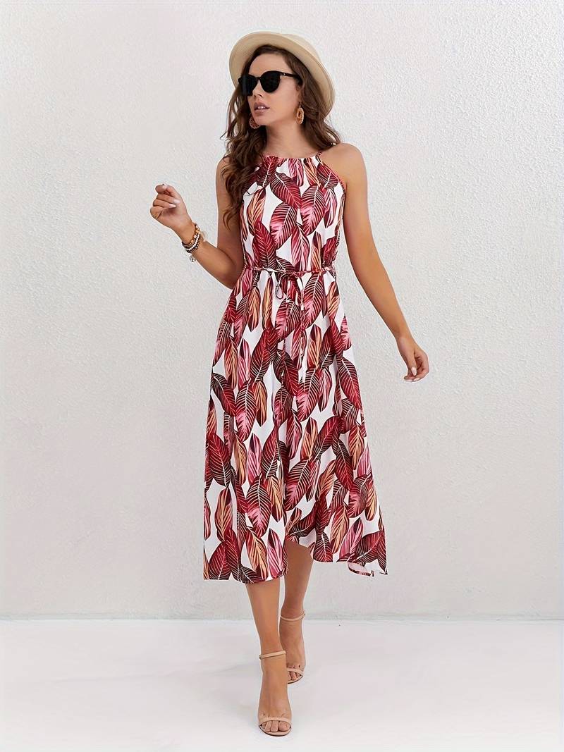 Jocelyn® | Neckholder-Strandkleid mit Blattmuster