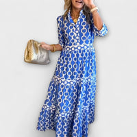 Juliette - Midi-Kleid mit Kettenmuster in Blau