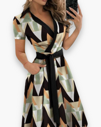 Damen Elegantes Kleid mit Gürtel | Midi in Diamant