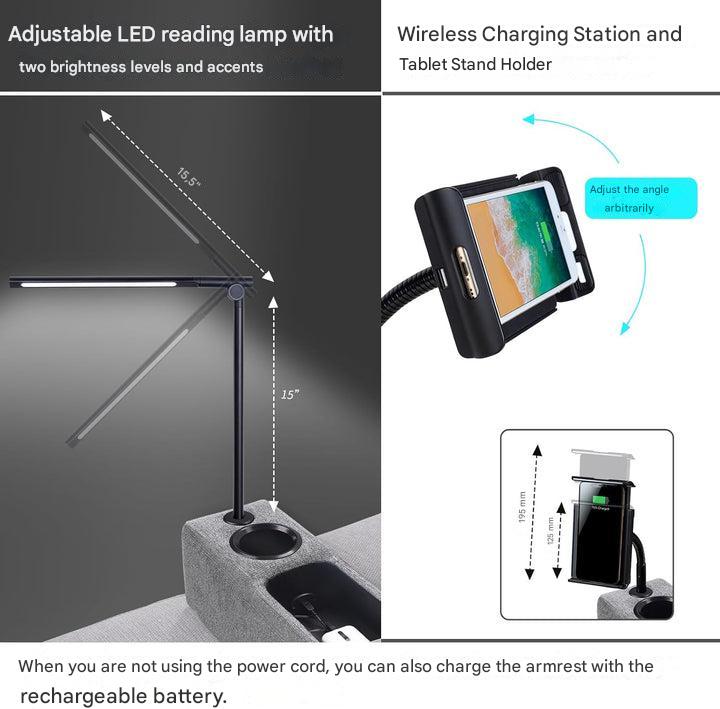 Multifunktionale Bankarmstütze mit kabellosem Laden – Modulux