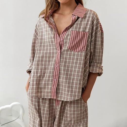 Kuscheliges Pyjama-Set für warme Herbst- und Winternächte - Elegante Damen-Nachtwäsche für eine entspannte Auszeit