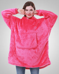 Susanne | Damen Kuschelige Oversized Kapuzendecke in Rosa