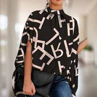 Zara - Stilvolle Bluse mit weitem Schnitt in Schwarz / Beige