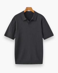 Herren Elegantes Geripptes Poloshirt | Klassisch in Grau