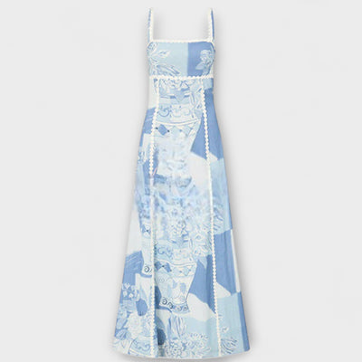 Terazza Ric Rac - Slip Flared Leinen Maxikleid