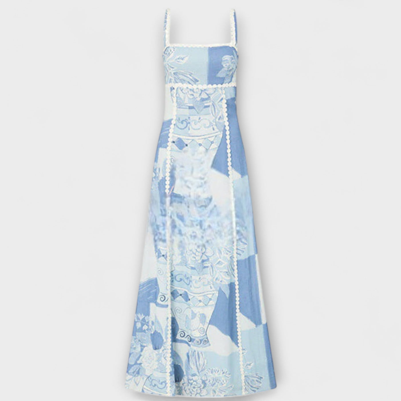 Lirienne – Fließendes Maxikleid mit Trägern und Musterstruktur