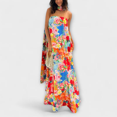 Harlow - Off-Shoulder Floral Maxi-Kleid
