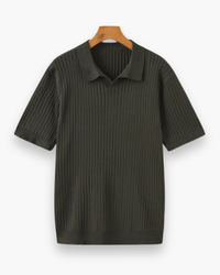 Herren Elegantes Geripptes Poloshirt | Klassisch in Grün