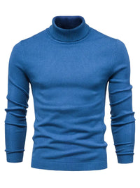Pullover Herren Rollkragen Slim Fit | Langarm Smart Casual in Blau