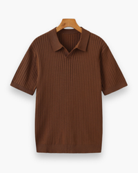 Herren Elegantes Geripptes Poloshirt | Klassisch in Braun