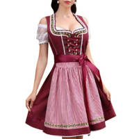 Damen Elegantes Trachtenkleid | Dirndl Kleid für Oktoberfest in Rot