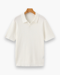 Herren Elegantes Geripptes Poloshirt | Klassisch in Beige