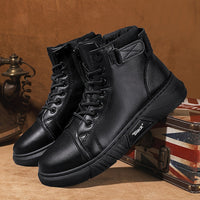 Winterstiefel Herren | Hoher Schaft Mit Schnürung Und Knöchelriemen in Schwarz