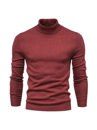 Pullover Herren Rollkragen Slim Fit | Langarm Smart Casual in Rot