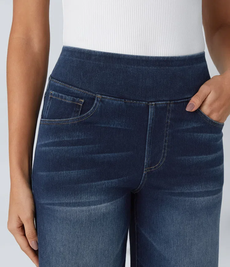 Lara - High-Waist Stretch Jeans mit weitem Bein