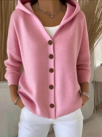 Felicia | Trendige Strickjacke mit Kapuze in Rosa