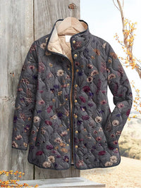Damen Vintage Blumenmuster Freizeit Steppjacke in Mehrfarbig