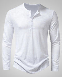 Gary | Herren Legeres Henley Longsleeve Shirt in Weiß