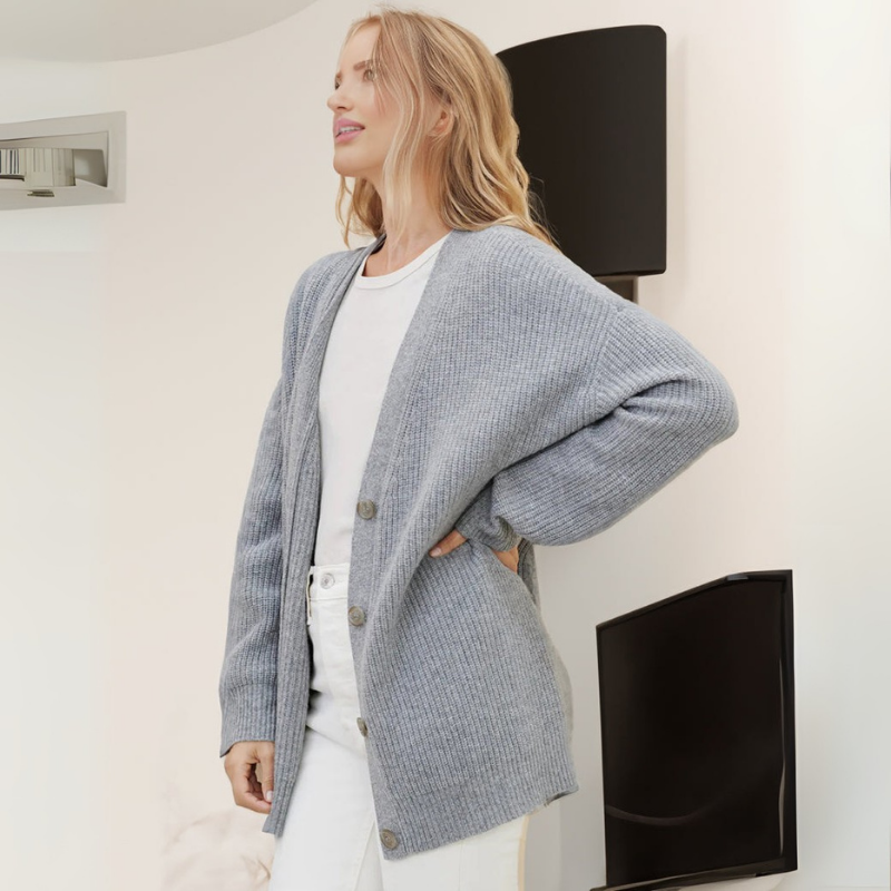 Strickjacke Damen Oversize Gerippt | Locker Lang