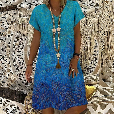 Anouk™ - Vintage Kleid Mit Blätterdruck