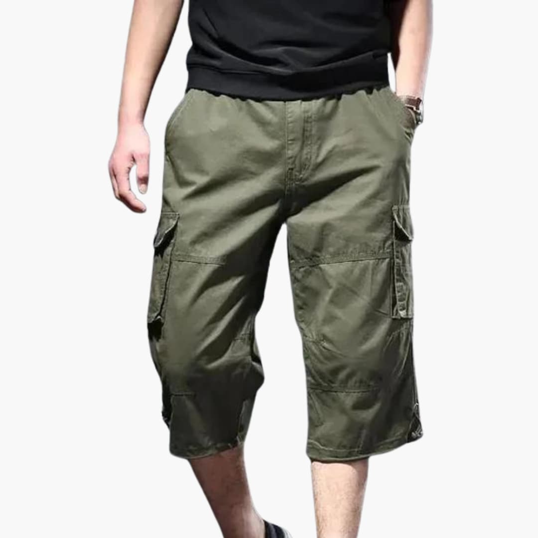 Herren 3/4 Hose mit Taschen aus leichtem Stoff für Sommer