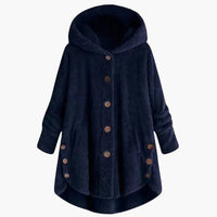 Damen jacke mit Kapuze und Knopfverschluss in Marineblau