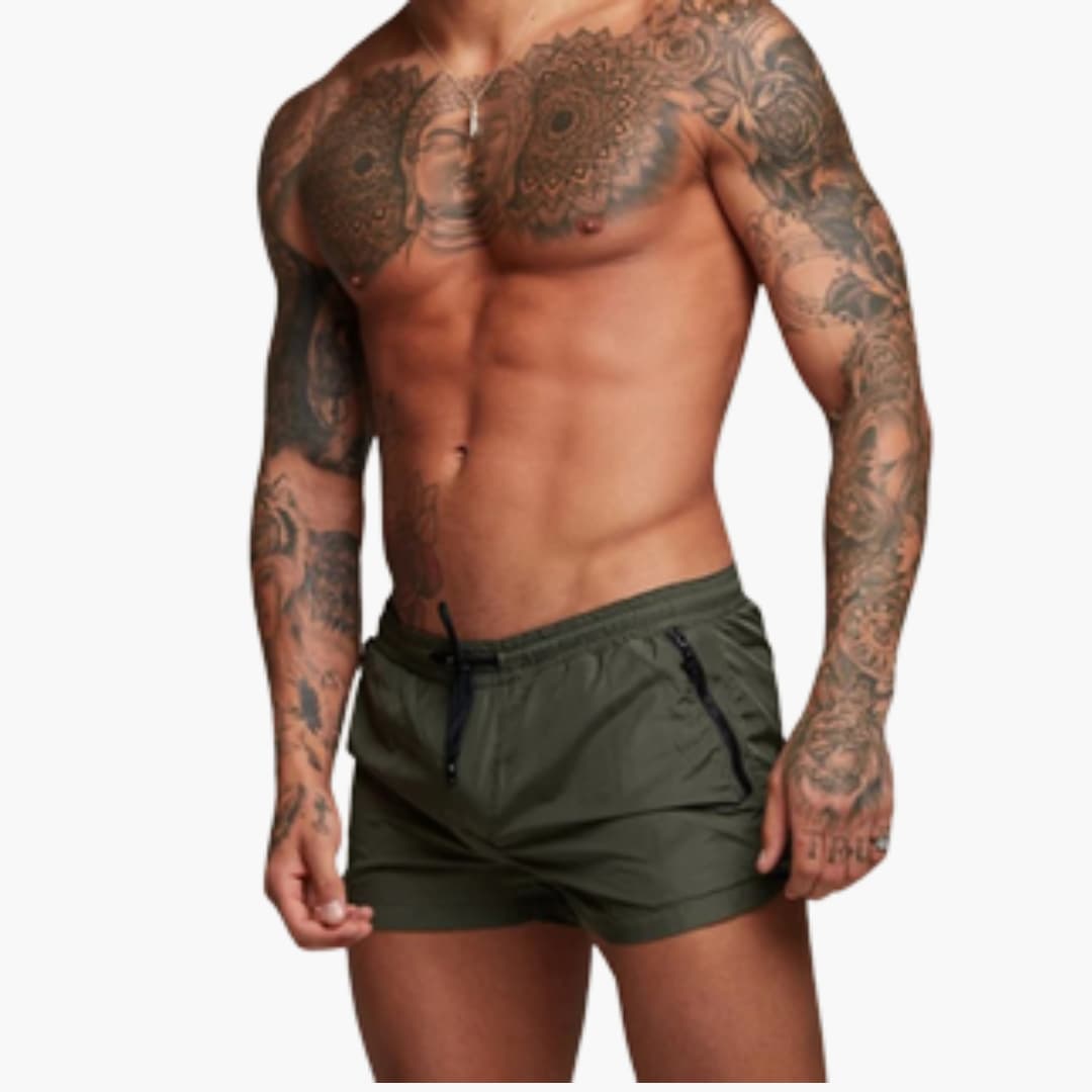 Herren Badeshorts mit Kordelzug und Seitentaschen mit Reißverschluss
