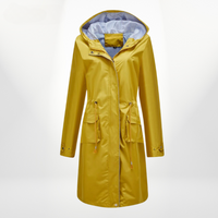 Wasserdichter Trenchcoat Damen Mit Kapuze | Lang Leicht in Gelb