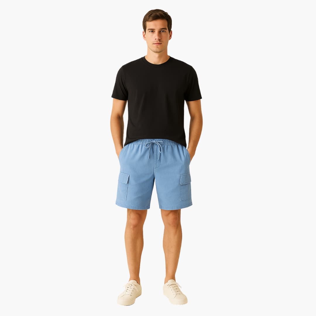 Herren Leinen Sommer Shorts mit Cargo- und Seitentaschen
