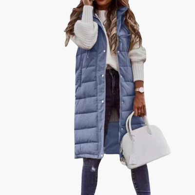 Damen Weste mit Kapuze und Steppdesign sowie Seitentaschen