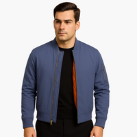 Herren Bomberjacke mit Reißverschluss und Rippbündchen in Marineblau