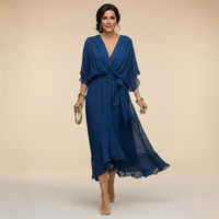 Sorena | Elegantes Maxi-Kleid mit V-Ausschnitt in Blau