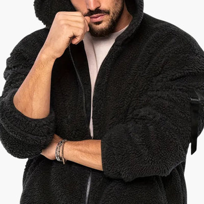Herren Teddy jacke mit Reißverschluss und langen Ärmeln