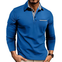 Rupert - Bequemes Herren-Langarm-Poloshirt in Blau