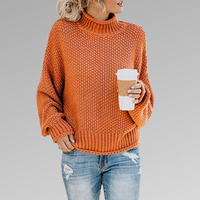Damen Pullover | Strick klassisch mit Stehkragen in Orange