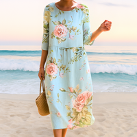 Linnea™ | Bequemes Blumenkleid in Blau