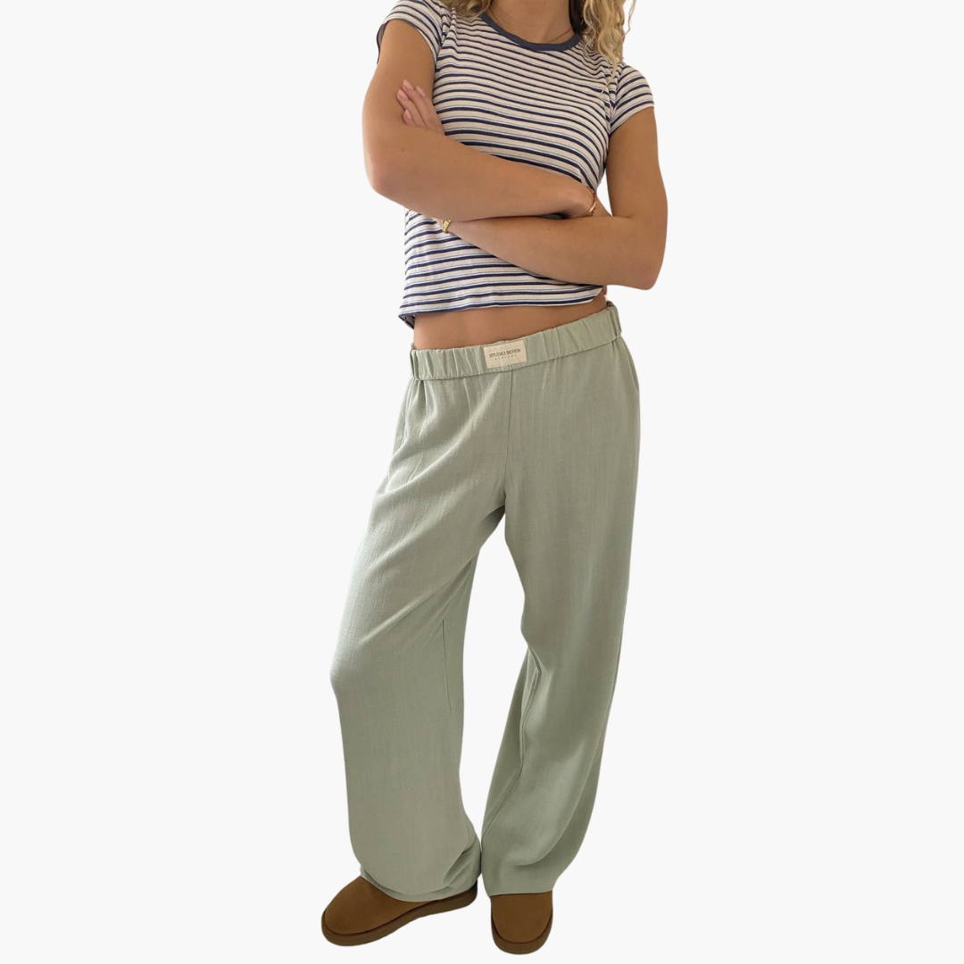 Damen Loungehose mit elastischem Bund und weitem Bein