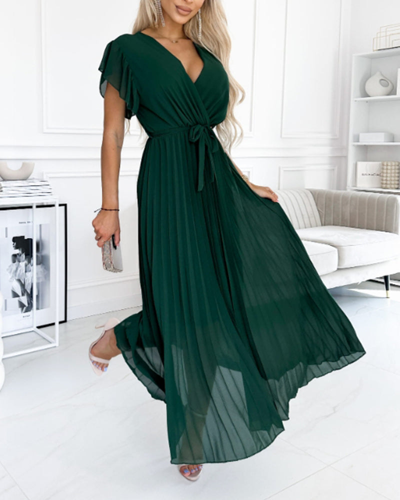 Saoirse® | Elegantes Kleid mit gerafften Ärmeln und V-Ausschnitt