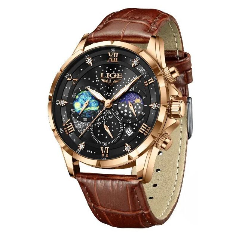 Stilvolle Mondphasen-Armbanduhr