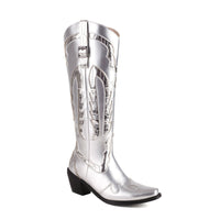 Elegante High-Heel-Stiefel im Trend der Saison in Silber