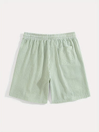 Herren Casual Elastisch Taille Gestreift Sommer Shorts in Grün