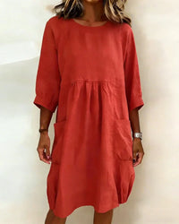 Alena | Modisches 3/4-Arm-Kleid Damen in Rot